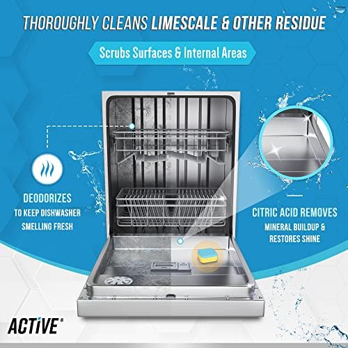 ACTIVE Dishwasher Cleaner Tablets 24 Pack - Deep Descaling Odor Eliminating