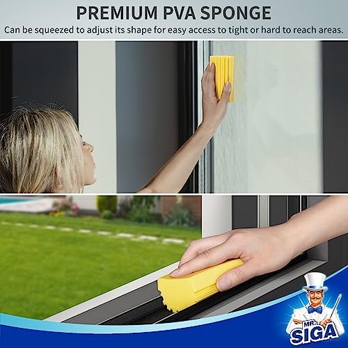 MRSIGA Reusable Duster Sponge with Ridged Surface 4 Pack Yellow