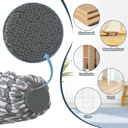 GRAREND Self-Wringing Twist Mop with Scrub Pad 64-Inch Grey