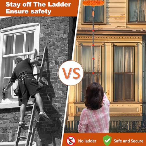 Tonmp 20 Foot High Reach Duster Kit with 3-14ft Extension Pole
