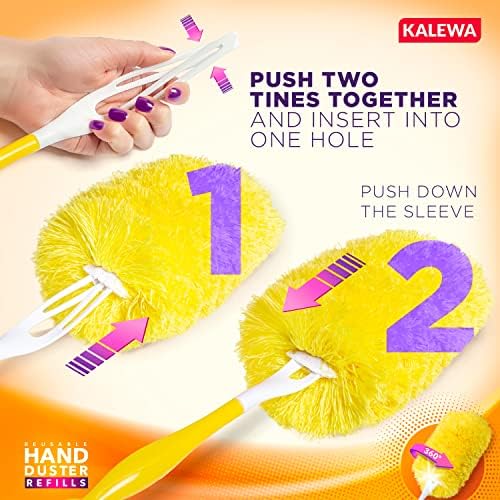 KALEWA Microfiber Duster Refills 2 Pack Heavy Duty