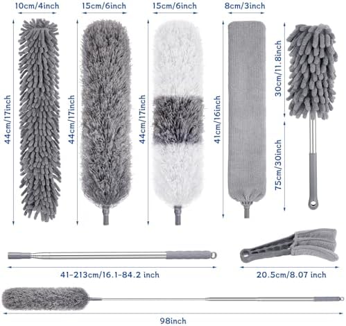 9PCS Extendable Dusters with Microfiber Cleaning Kit