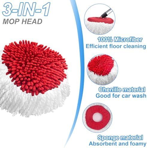SuperAbound 2 Pack Spin Mop Replacement Heads for O-Cedar EasyWring