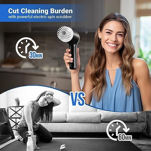 Electric Spin Scrubber with 2 Speeds and 6 Replaceable Heads
