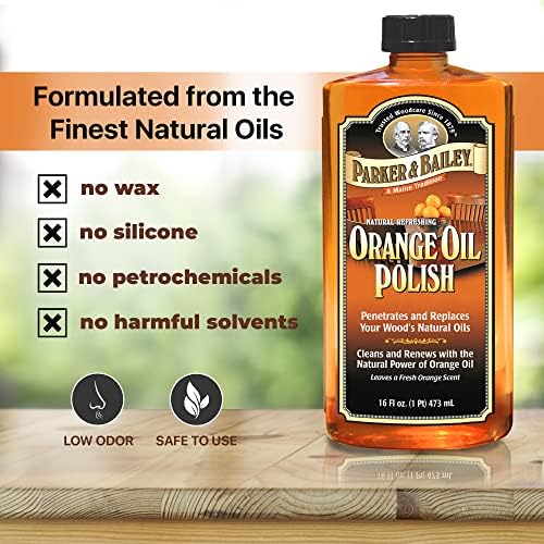Parker Bailey Orange Oil Polish 16oz - Natural Wood Cleaner Furniture Polish 1