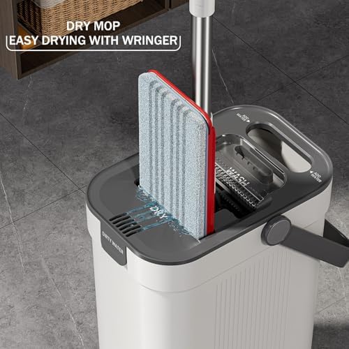HoMettler 3-Tank Mop Bucket Set with 4 Microfiber Pads