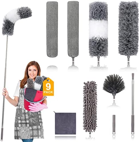 DEEHYO 9PCS Extendable Feather Duster Set for Fans Ceilings Cars and Furniture