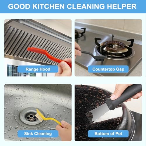 10Pcs Crevice Brush Set with Scraper for Kitchen Bathroom 1
