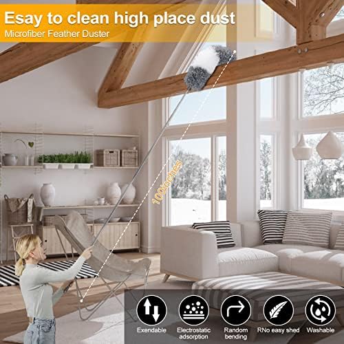 DEEHYO 9PCS Extendable Feather Duster Set for Fans Ceilings Cars and Furniture