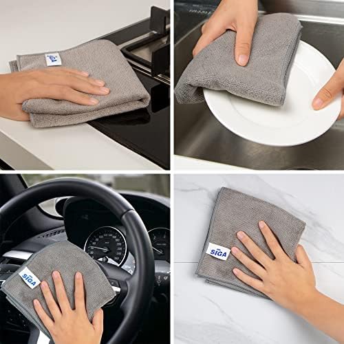 MRSIGA Microfiber Cleaning Cloth 32x32cm Pack of 12 Grey