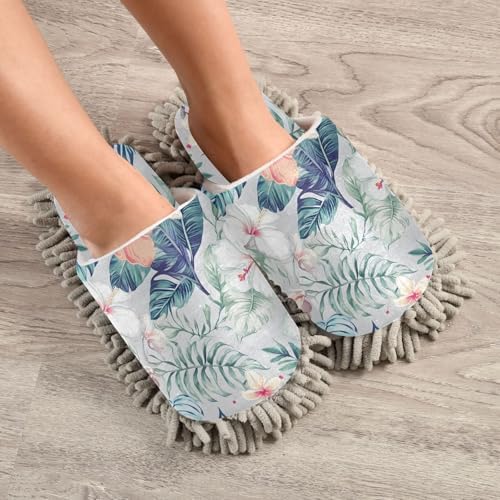 FLildon Microfiber Mop Slippers Hawaiian Floral Design