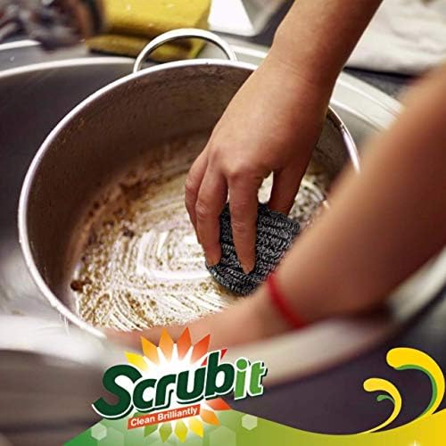 SCRUBIT 6 Pack Stainless Steel Scourers - Dish Pot Pan and Oven Cleaner