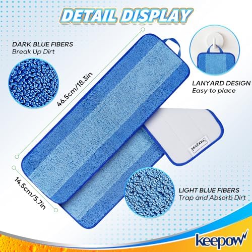 KEEPOW 18 Microfiber Mop Pads 4 Pack Washable Reusable Replacement