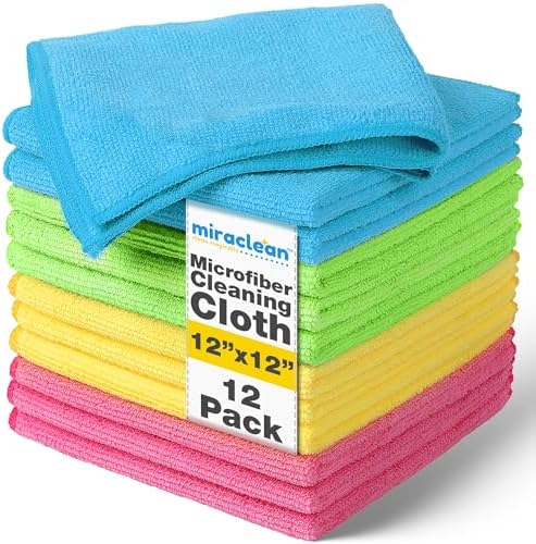 Micro Fiber Cloth 12-Pack - 12x12 Inch Streak-Free Wipes