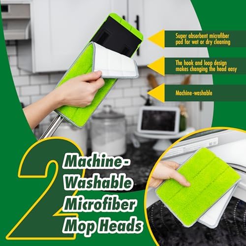 Libman Rinse n Wring Mop and Bucket Set 2 Microfiber Pads Green