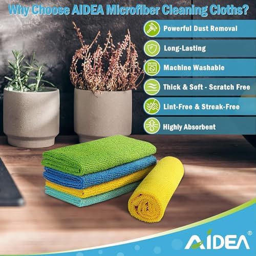 AIDEA Microfiber Cleaning Cloth 100PK Soft and Durable