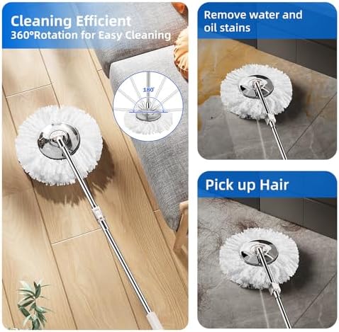 Swiftiron Spin Mop and Bucket Set with Wringer Silver