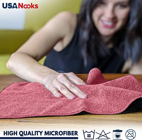 USANOOKS 12Pc Microfiber Cleaning Cloths - 125x125 inch