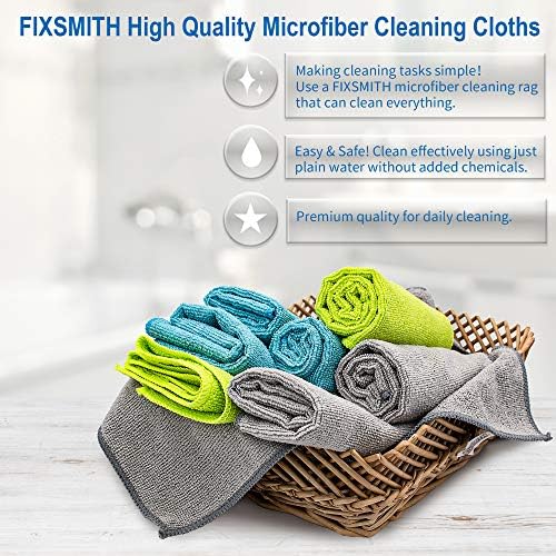 FIXSMITH Microfiber Cleaning Cloths - 8 Pack 12x16 Inches
