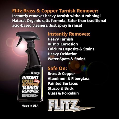 Flitz Brass and Copper Tarnish Remover 16oz - USA Made Organic Spray