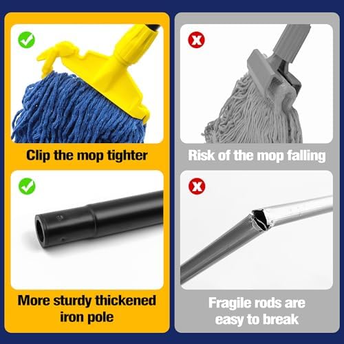 JEHONN Heavy Duty String Mop with 2 Replacement Heads
