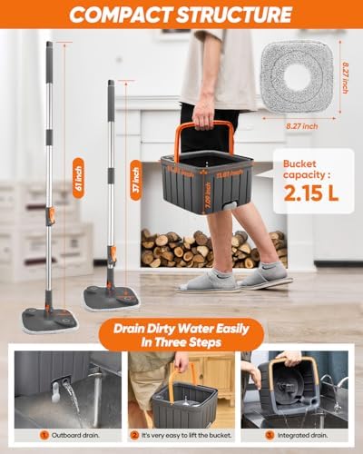 Saker Spin Mop and Bucket Set with Wringer