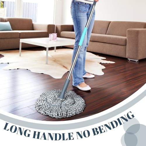 GRAREND Self-Wringing Twist Mop with Scrub Pad 64-Inch Grey