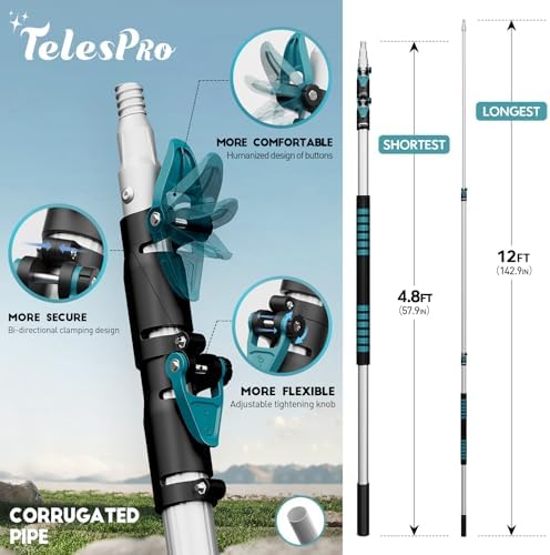 TelesPro 20 Foot High Reach Duster Kit with Window Squeegee 1