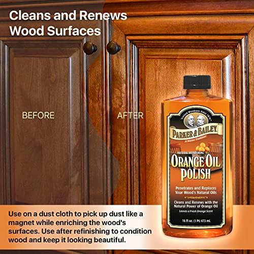 Parker Bailey Orange Oil Polish 16oz - Natural Wood Cleaner Furniture Polish 1