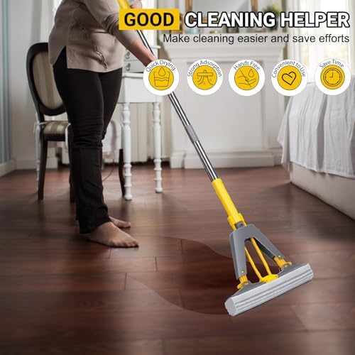 MASTERTOP Self Squeeze Sponge Mop with 3 Refills