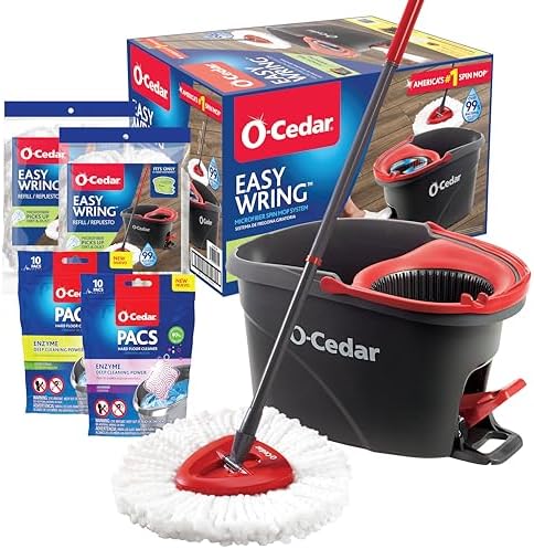 O-Cedar EasyWring Microfiber Mop Bucket with 2 Extra PACS