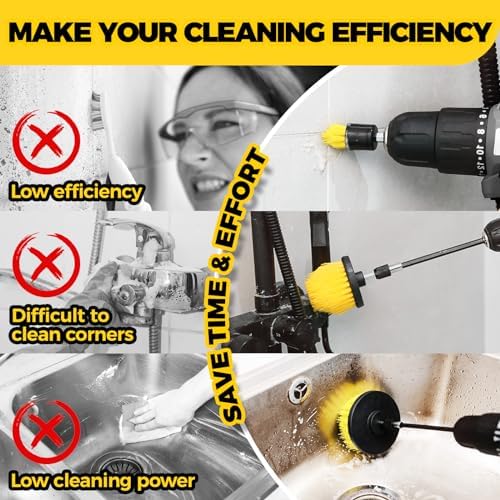 Holikme 11 Piece Drill Brush Set for Bathroom and Kitchen Cleaning