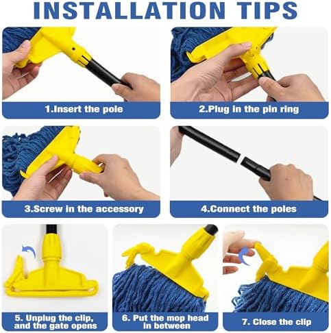 JEHONN Heavy Duty String Mop with 2 Replacement Heads