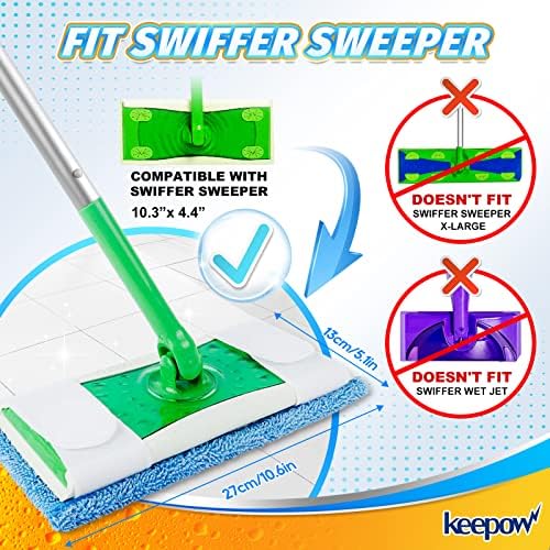 KEEPOW Microfiber Mop Pads 6 Pack Reusable