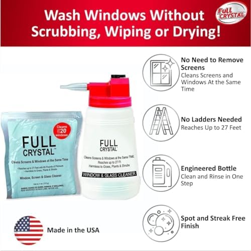 Full Crystal Refill Kit - 2x4oz Window Cleaner Packets for Streak-Free Glass