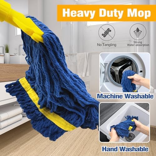 JEHONN Heavy Duty String Mop with 2 Replacement Heads