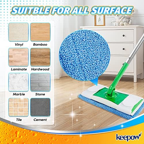 KEEPOW Microfiber Mop Pads 6 Pack Reusable