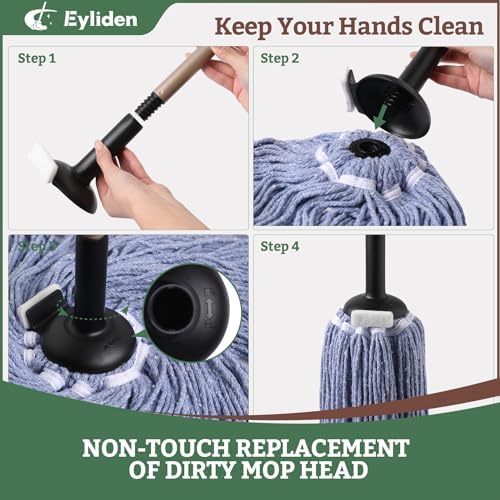 Eyliden String Mop with 2 Non- Touch Replacement Heads