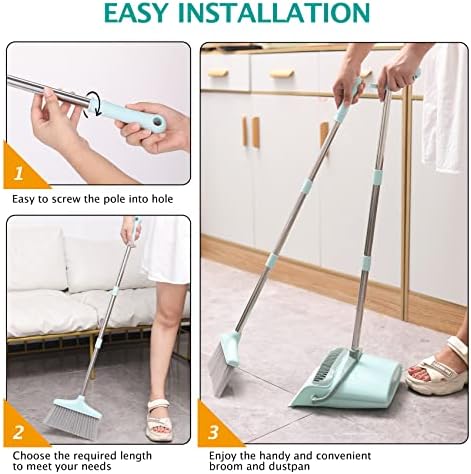 XXXFLOWER 55 Long Handle Broom and Dustpan Set