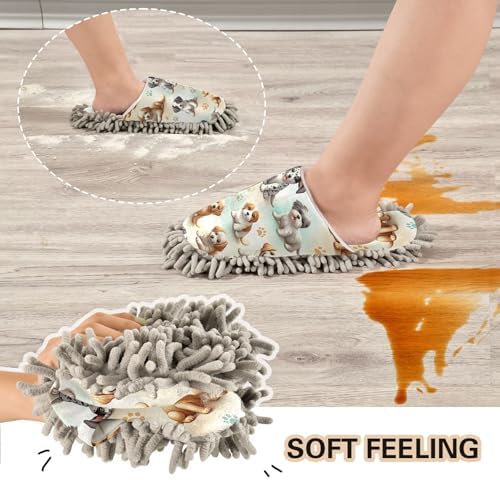Xigua Microfiber Cleaning Slippers with Dogs Pattern 1