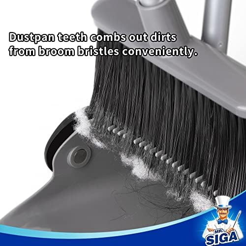 MRSIGA Broom and Dustpan Set with Adjustable Handles