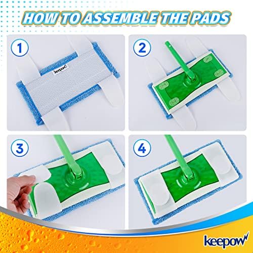 KEEPOW Microfiber Mop Pads 6 Pack Reusable
