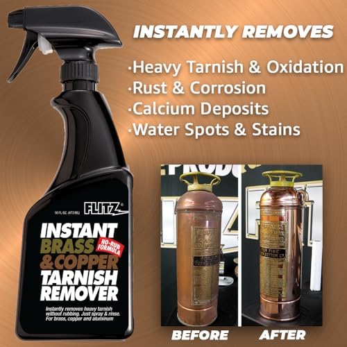 Flitz Brass and Copper Tarnish Remover 16oz - USA Made Organic Spray
