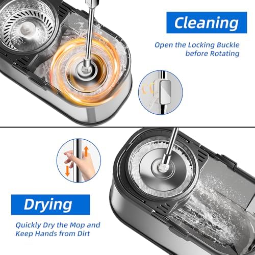 Swiftiron Spin Mop and Bucket Set with Wringer Silver