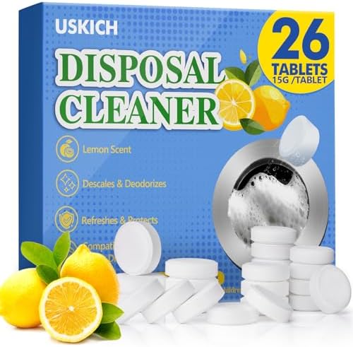 USKICH Garbage Disposal Cleaner Tablets 26 Pack Fresh Lemon Scent