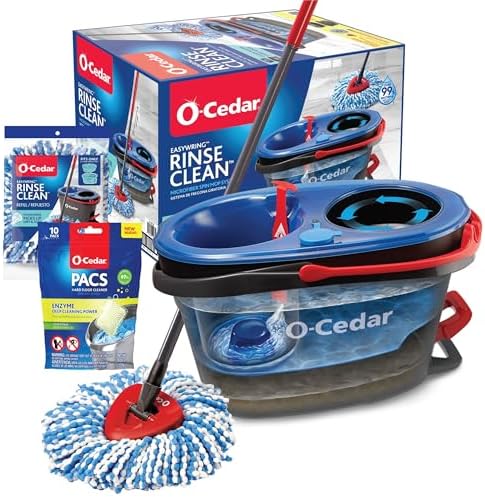 O-Cedar EasyWring RinseClean Spin Mop Bucket with Extra Refill