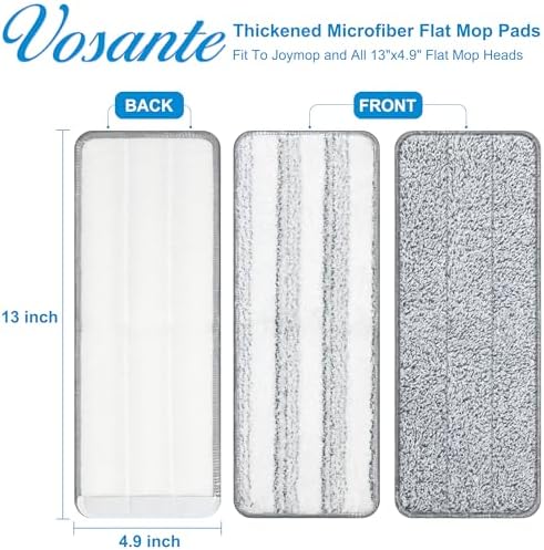 Vosante 4pcs Microfiber Mop Pads for Joymoop and Bucket Set