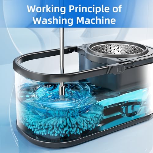 Swiftiron Spin Mop and Bucket Set with Wringer Silver