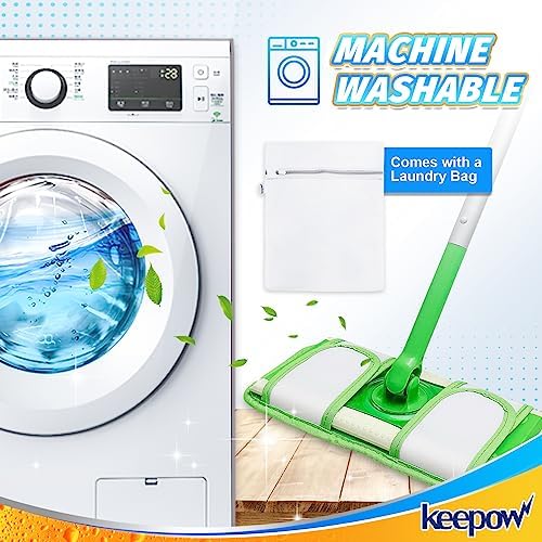 KEEPOW Reusable Pads for Swiffer Sweeper - 5 Pack 12 Mop Refills