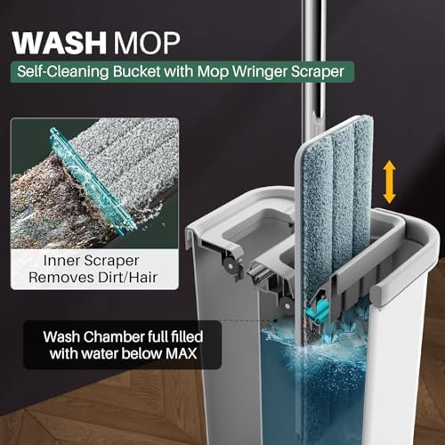 JOYMOOP Mop Bucket Set with Floor Cleaner Pods and Reusable Microfiber Pads
